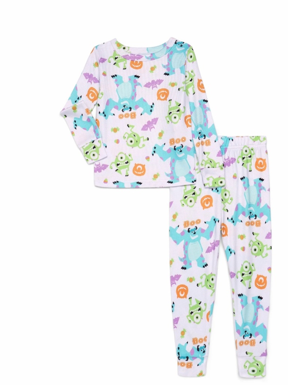 Halloween Monster Inc Print Pajama Set - White with Blue & Green